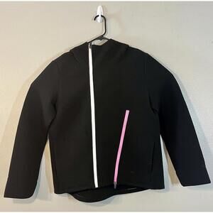 Betsey Johnson Womens XL Performance Full Zip Asymmetrical Scuba Hoodie Black